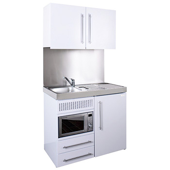 1000mm Commercial Eyeline Silver Mini Kitchen with Wall Cupboards